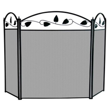 Uniflame Uniflame S-1037 3 FOLD BLACK SCREEN WITH DECORATIVE LEAVES S-1037